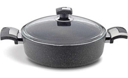 Bonera Cam Kapaklı Granit 26 cm Basık Tencere