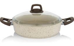 Schafer Profuse İndüksiyon Cam Kapaklı Granit 24 cm Basık Tencere