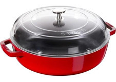 Staub Cam Kapaklı Döküm 26 cm Basık Tencere Kırmızı