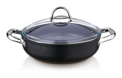 Saflon 8630 Cam Kapaklı Döküm 30 cm Basık Tencere