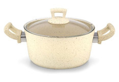 Hascevher Germanitium Cam Kapaklı Granit 24 cm Derin Tencere