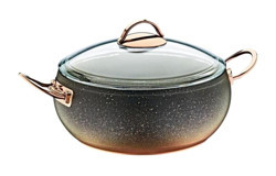 Oms Collection 3141BKR Cam Kapaklı Granit 30 cm Derin Tencere