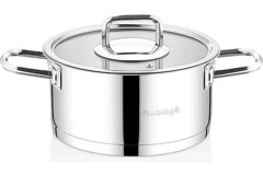 Nice Home Art Solid Cam Kapaklı Çelik 20 cm Derin Tencere