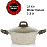Schafer Profuse İndüksiyon Cam Kapaklı Granit 24 cm Derin Tencere