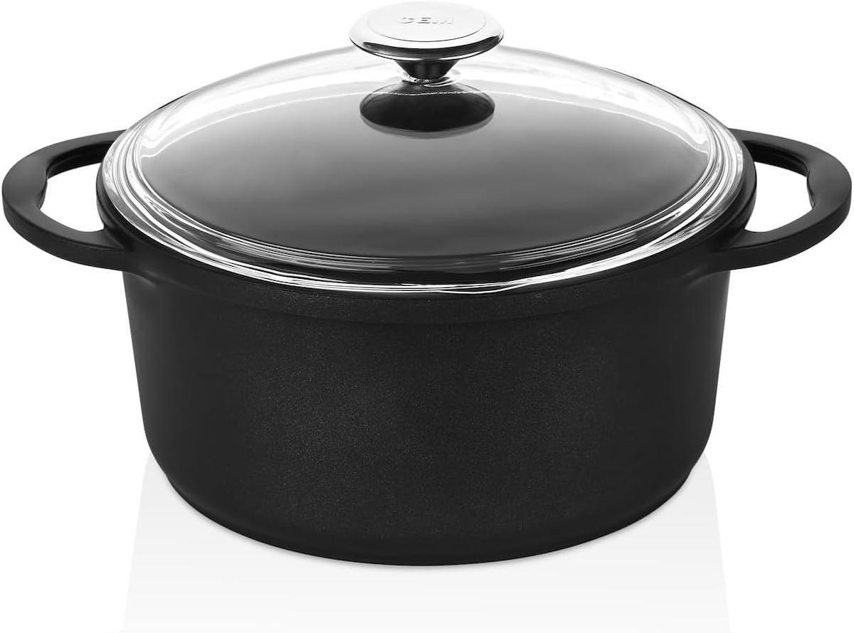 Cem Premium Cam Kapaklı Döküm 24 cm Derin Tencere