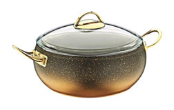 Oms Collection 3341 Cam Kapaklı Granit 28 cm Basık Tencere