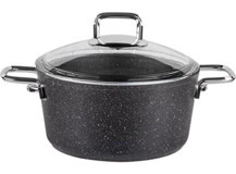 Aryıldız Terra Grey Cam Kapaklı Döküm-Granit 20 cm Derin Tencere