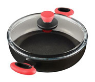 Leggno CLR2828ST26RD Colorgy Cam Kapaklı Titanyum 26 cm Basık Tencere