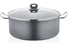Cosiness Mega Cam Kapaklı Granit 36 cm Derin Tencere