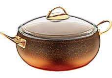 Oms Collection 3141 Cam Kapaklı Granit 32 cm Basık Tencere