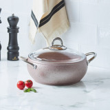 Karaca Avanos Rose Gold Cam Kapaklı Granit 24 cm Derin Tencere