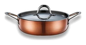 Brioni Copperfield CPF125 İndüksiyon Cam Kapaklı Paslanmaz Çelik 28 cm Basık Tencere