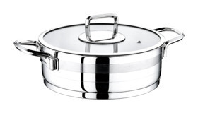 Evimsaray Safir S-1390 Cam Kapaklı Çelik 24 cm Basık Tencere