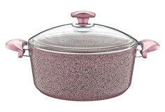 Oms Collection Bio 3110 Cam Kapaklı Granit 18 cm Derin Tencere Gri