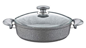 Oms Collection Bio 3310 Cam Kapaklı Granit 28 cm Karnıyarık Tencere