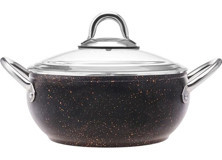 Karaca Avanos Black Gold Cam Kapaklı Granit 20 cm Derin Tencere