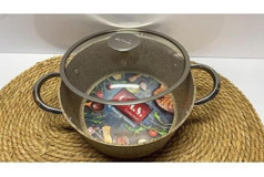 Oms Collection İndüksiyon Cam Kapaklı Granit 22 cm Derin Tencere