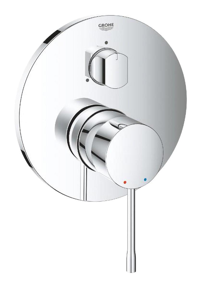 Grohe Essence Krom Aç Kapa Ankastre Yuvarlak Banyo Bataryası Gri