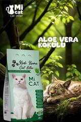 Mi Cat Aloe Vera Kokulu Topaklanan İnce Taneli Bentonit Kedi Kumu 20 lt