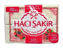 Hacı Şakir Beyaz Katı Sabun-Gül Katı Sabun 4x150 gr