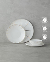 English Home Sunshine 27 Parça 6 Kişilik Bone Porselen Yemek Takımı Gold