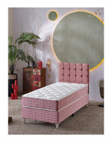 Beehanem Bengü 90x190 cm Başlıklı Yataklı Sandıklı Tek Kişilik Baza Seti Pembe