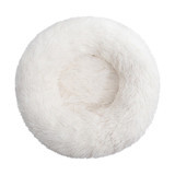 Hanyang Peluş Yıkanabilir Tek Fonksiyonlu 40 cm Simit Kedi Yatağı Beyaz