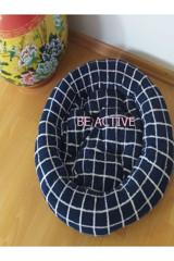 Be Active Peluş Yıkanabilir Tek Fonksiyonlu 50x60 cm Simit Kedi Yatağı Lacivert