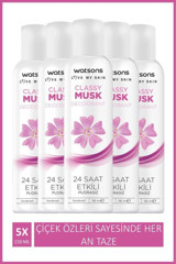 Watsons Classy Musk Pudrasız Ter Önleyici Sprey Kadın Deodorant 5x150 ml