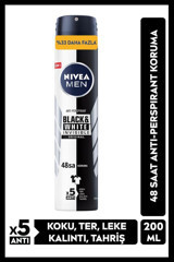 Nivea Black & White Invisible Pudralı Ter Önleyici Antiperspirant Sprey Erkek Deodorant 200 ml
