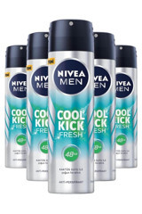 Nivea Cool Kick Fresh Pudrasız Ter Önleyici Antiperspirant Sprey Erkek Deodorant 5x150 ml