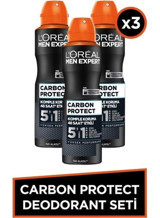 L'Oréal Paris Carbon Protect Pudralı Ter Önleyici Antiperspirant Sprey Erkek Deodorant 3x150 ml