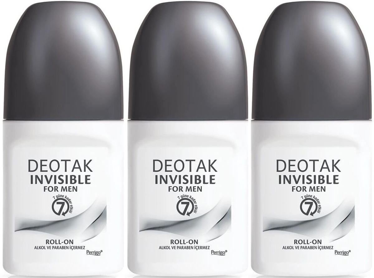 Deotak Invisible Pudrasız Roll-On Erkek Deodorant 3x35 ml