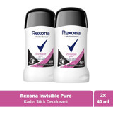 Rexona Invisible Pure Pudrasız Ter Önleyici Antiperspirant Stick Kadın Deodorant 2x40 ml