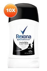 Rexona Invisible Black & White Pudrasız Ter Önleyici Antiperspirant Stick Erkek Deodorant 10x40 ml