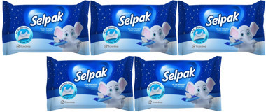 Selpak 10 Yaprak 5'li Paket Islak Mendil