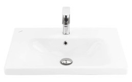 Creavit Eksen Ek065 Klasik Tekli 65 cm Seramik Tezgah Üstü Dikdörtgen Lavabo Beyaz