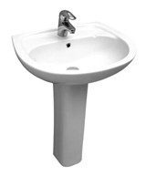 Serel Mio My01+F005 Klasik Tekli 48 cm Seramik Seramik Ayaklı Dikdörtgen Lavabo Beyaz