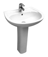 Serel Etna En01+F005 Klasik Tekli 46 cm Seramik Seramik Ayaklı Dikdörtgen Lavabo Beyaz