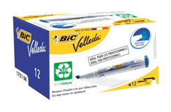 Bic Velleda 12'li Doldurulabilir Silinebilir Mavi Tahta Kalemi