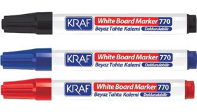 Kraf 770 3'lü Doldurulabilir Silinebilir Renkli Tahta Kalemi