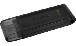 Kingston DataTraveler 70 USB 3.2 USB Type C 64 GB Flash Belek Siyah