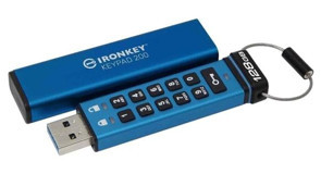 Kingston Ironkey Keypad 200 Şifreli USB 3.2 USB Type A 128 GB Flash Belek Mavi