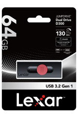 Lexar LJDD300064G USB 3.2 USB Type A USB Type C 64 GB Flash Belek Siyah