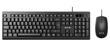 Aula Ac101 Sessiz Ergonomik Siyah Kablolu Klavye Mouse Seti