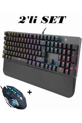Havana GK60 Işıklı Sessiz Ergonomik Siyah Kablolu Klavye Mouse Seti