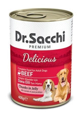 Dr.sacchi Premium Sığır Etli Jöleli-Parça Etli Yetişkin Köpek Maması 400 gr Tekli