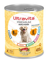 Ultravita Premium Yüksek Proteinli Sığır Etli Kıyılmış Yetişkin Köpek Maması 415 gr Tekli