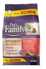 Pet's Family Premium Somonlu Kısırlaştırılmış Tahıllı Yetişkin Kedi Maması 1.3 kg