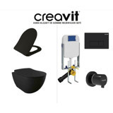 Creavit FE320 Seramik Kanalsız Arkadan Çıkışlı Gömme Asma Klozet Siyah